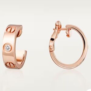 Cartier Rose Gold LOVE Hoop Earrings w/ 2 diamonds (never worn)